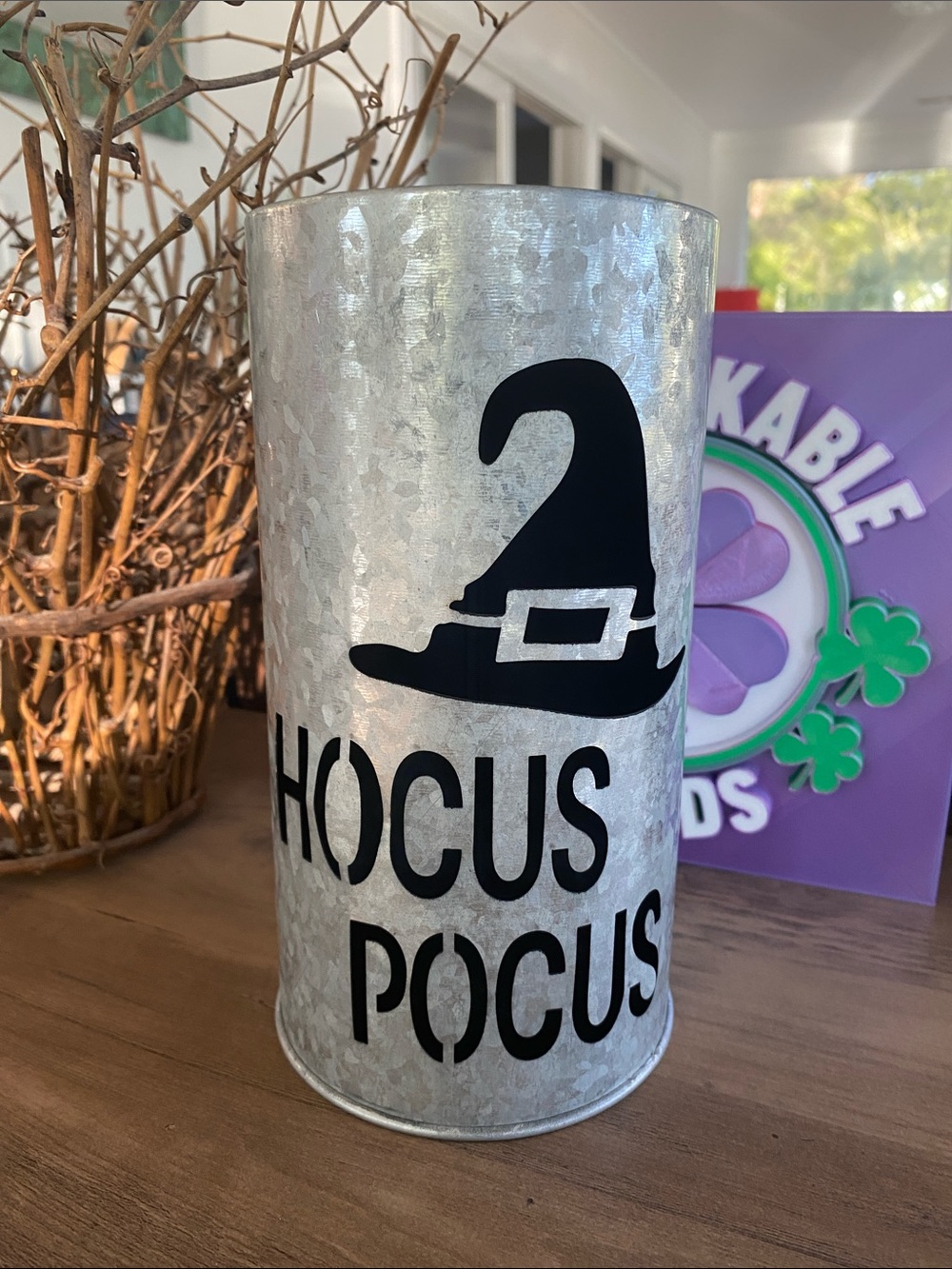🍀 Hocus Pocus Galvanized Metal Candle Holder